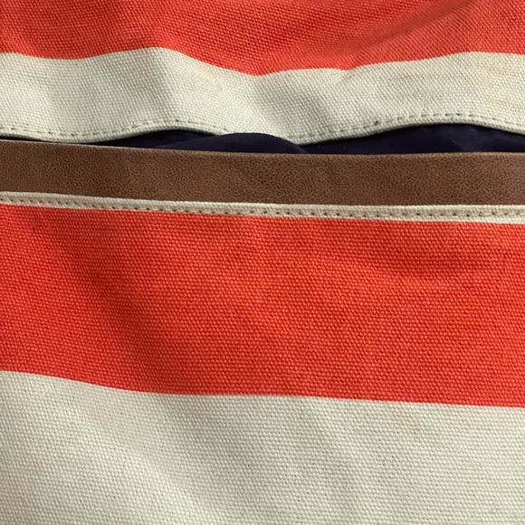 Merona Coral and White Striped Tote Bag - Picture 2 of 7